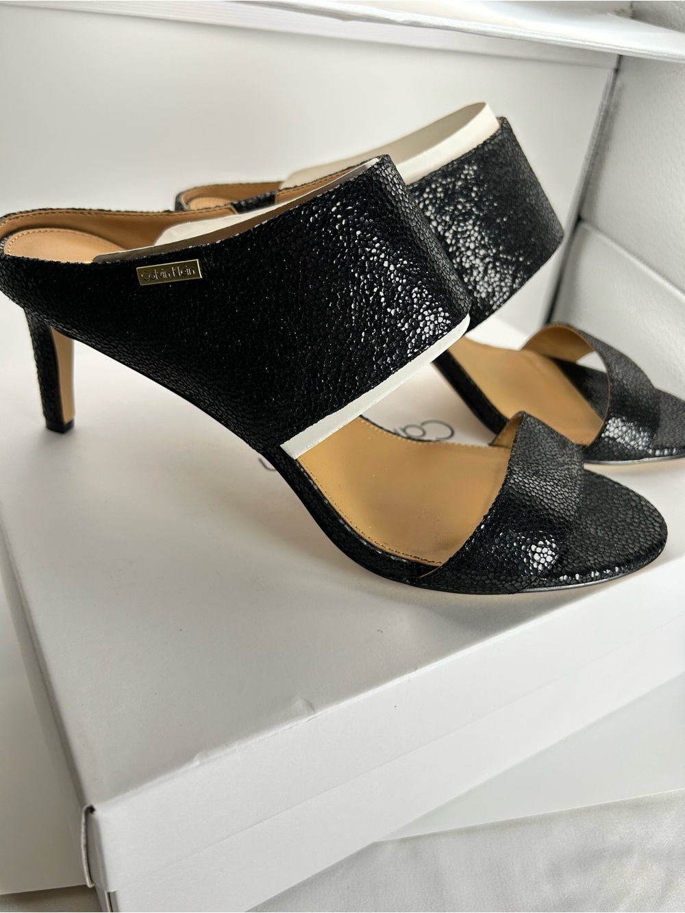 Calvin Klein Black Textured heels